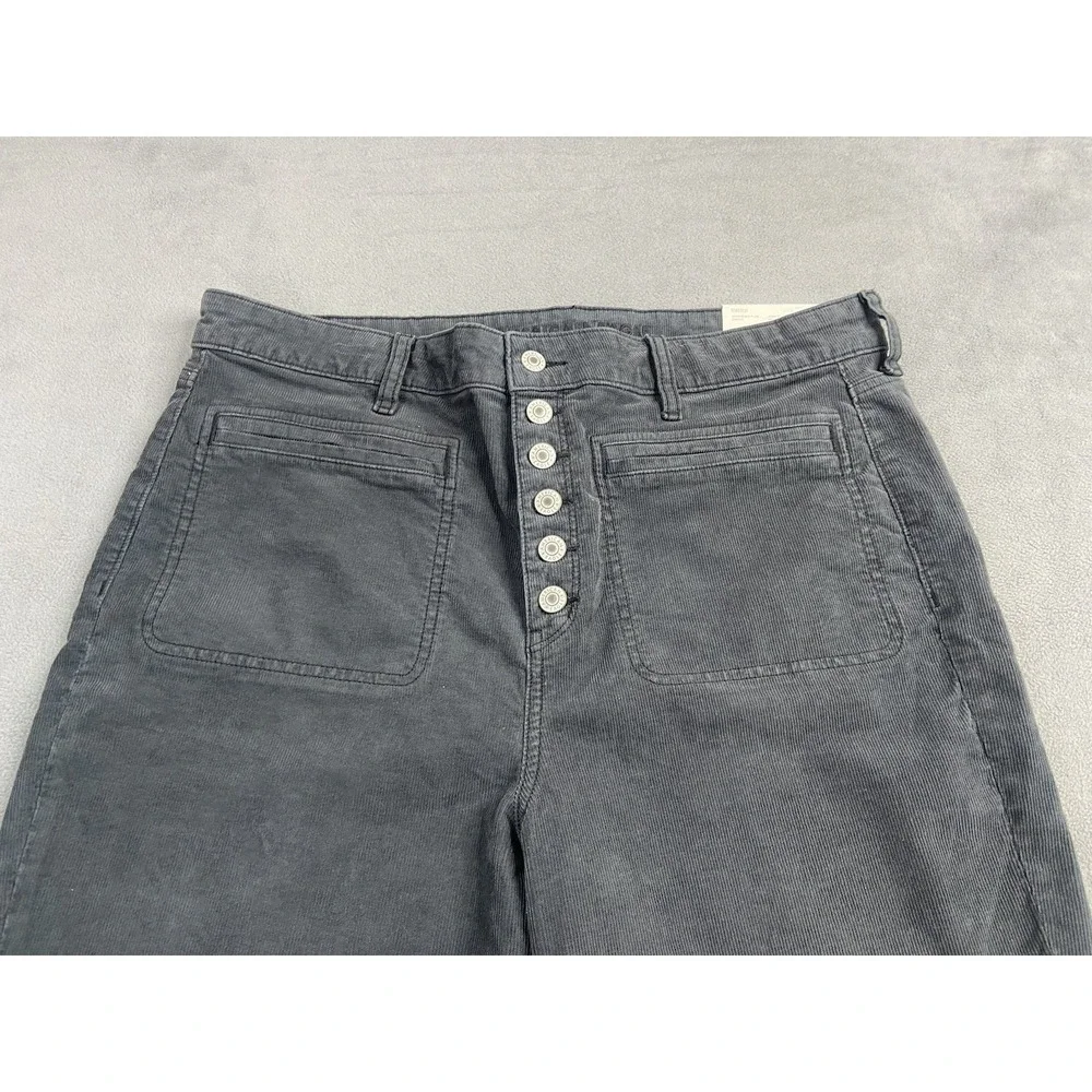 American Eagle Pants Womens 18 Blue Corduroy Super Hi-Rise‎ Button Fly Flare